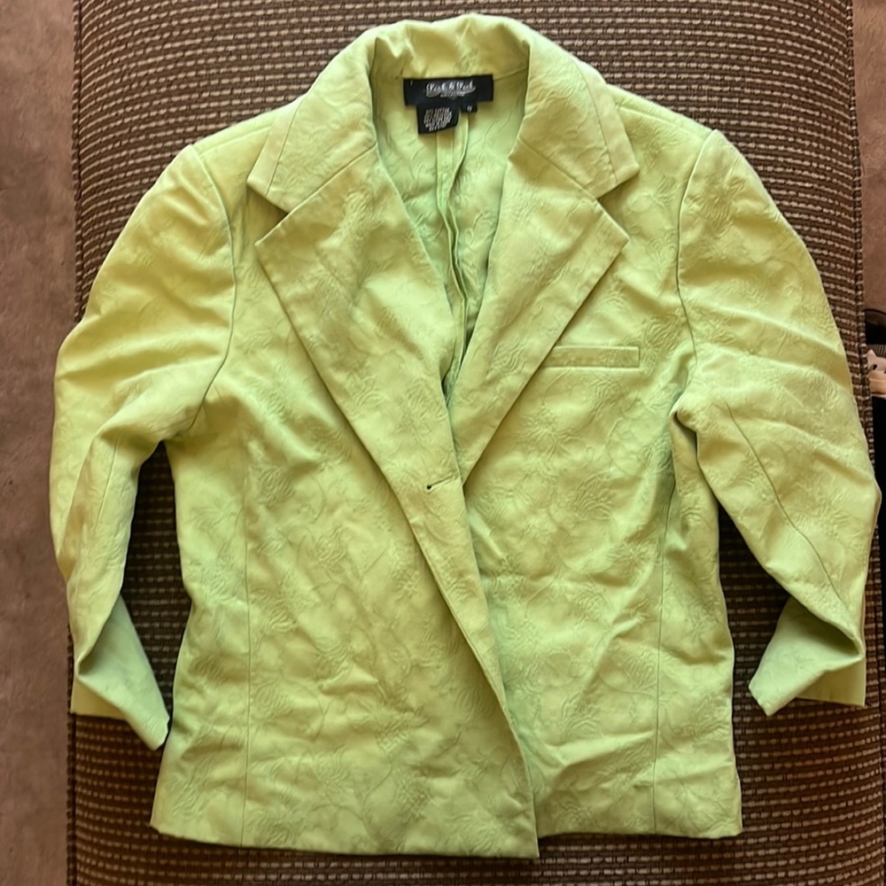 EUC Peck & Peck embroidered blazer green size 12